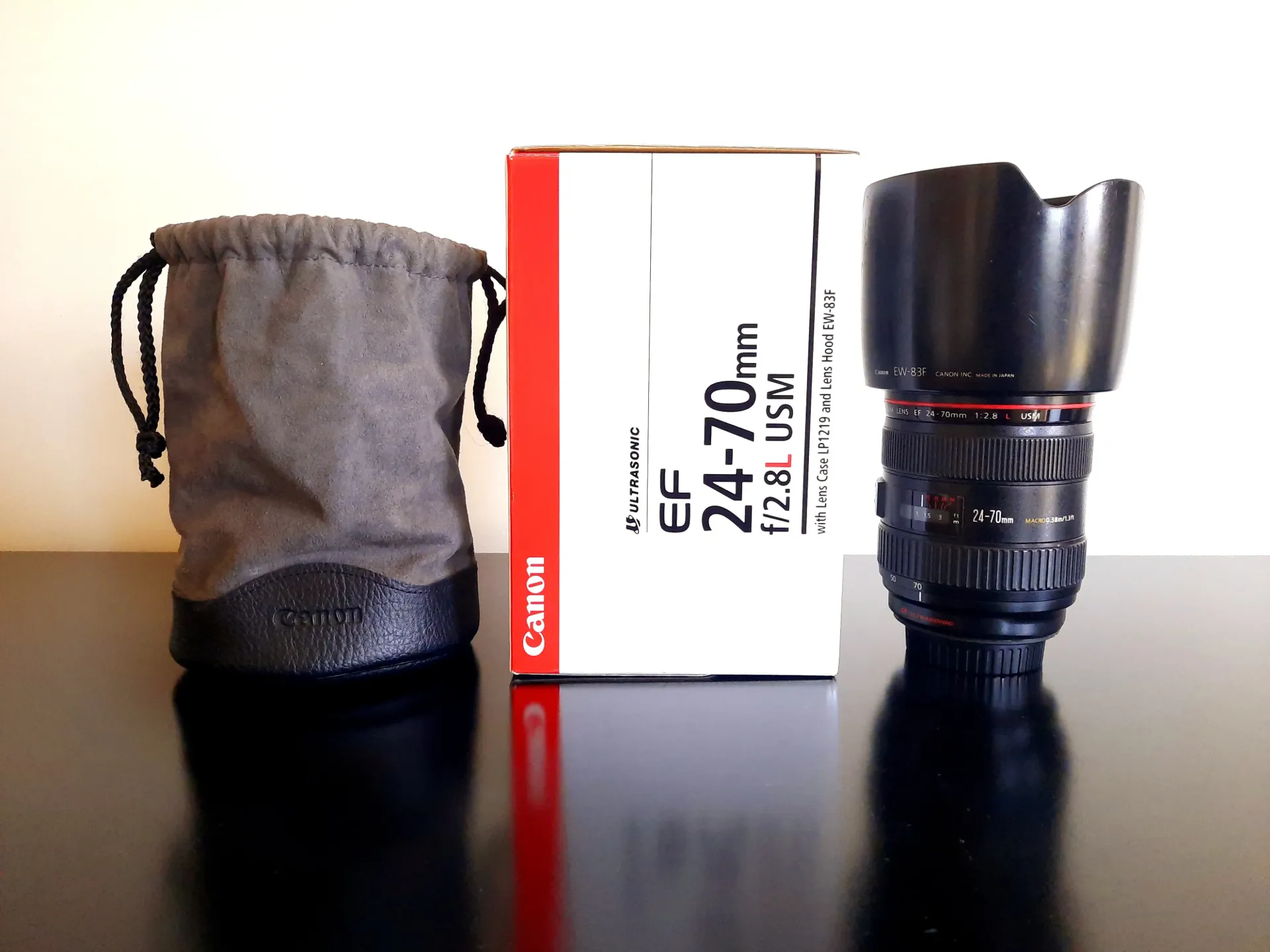 Canon ef Lens 24-70mm f/2.8L USM + Kenko UV filter + Zonnekap + Tasje